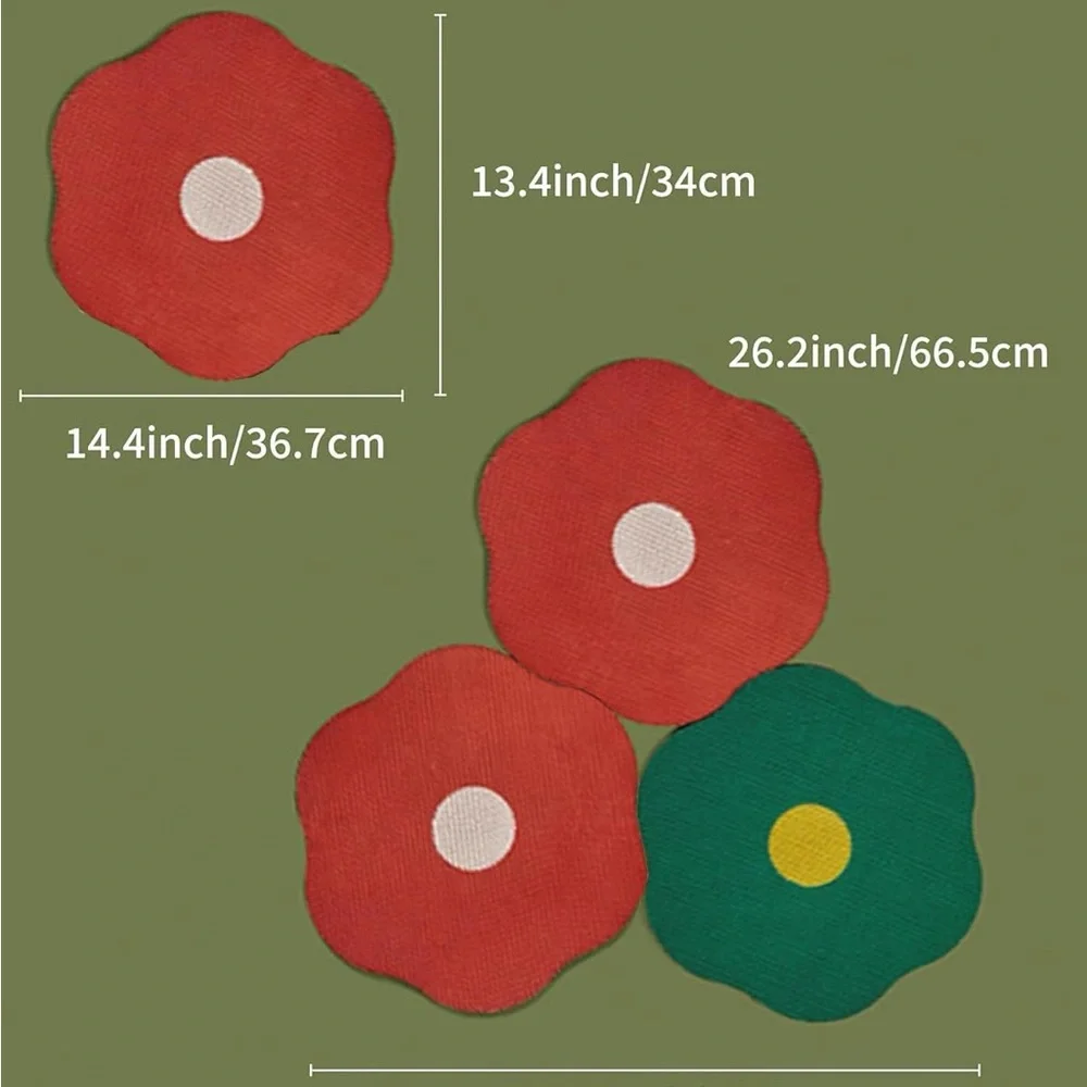 Set of 2 Floral Cat Scratcher Wall Pads - Red and Green